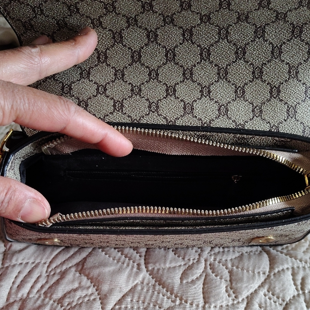 Chic Brown Patterned Shoulder Bag - image 5